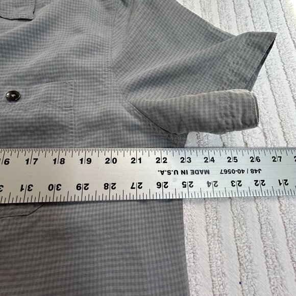 Royal Robbins Mens Standard Fit Gray Gingham Button Up Shirt Large Short Sleeve - Picture 5 of 6